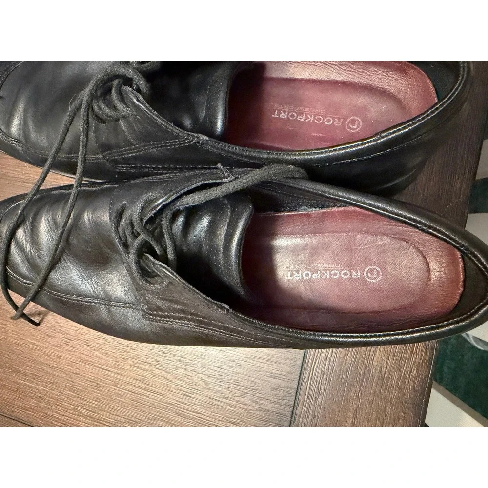 Rockport Dressports Mens Black Leather Split Toe Oxford Shoes APM29951 Size 10